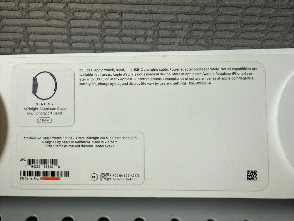 MKMX3LL/A Apple Watch Series 7 41mm Midnight S/M GPS A2473
