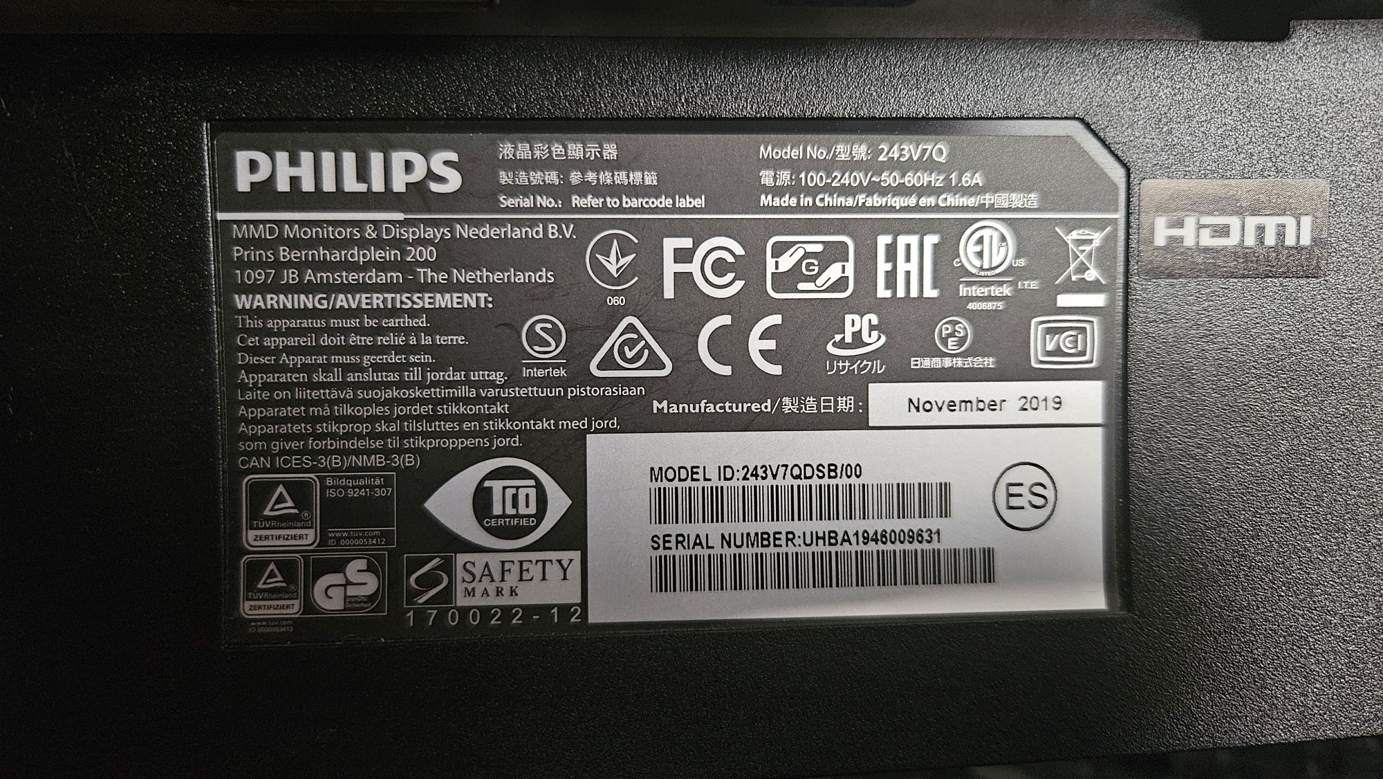 Monitor Philips 243v7q