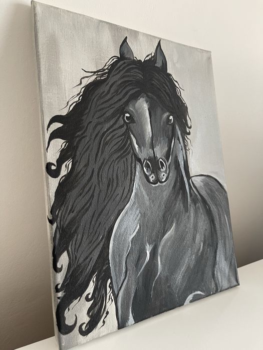 Obraz ręcznie malowany Koń 40cmx30cm styl glamour