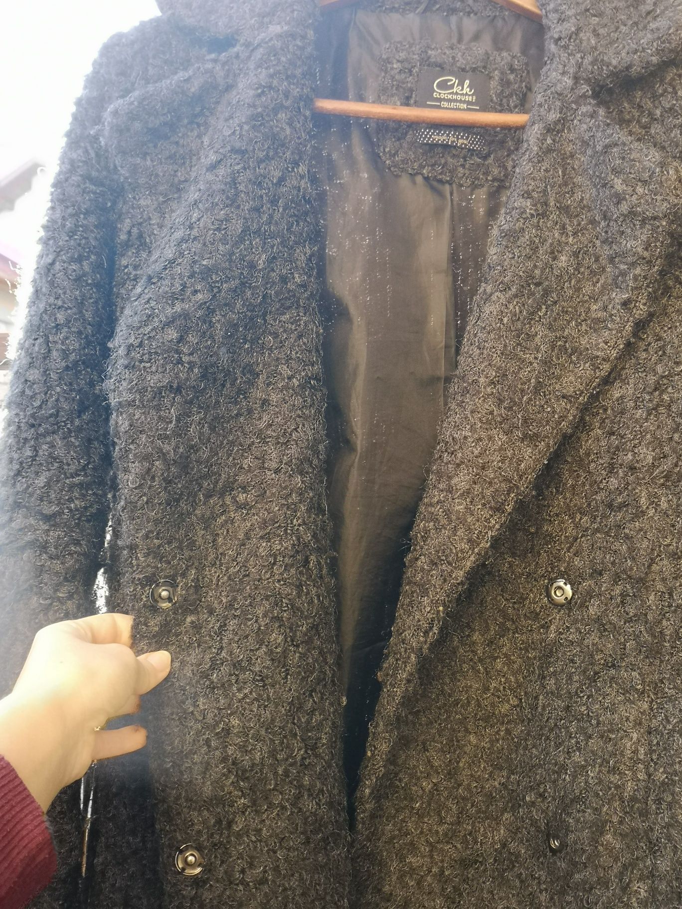 Krótki płaszcz szary wełna miś C&A, rozmiar S/ 36