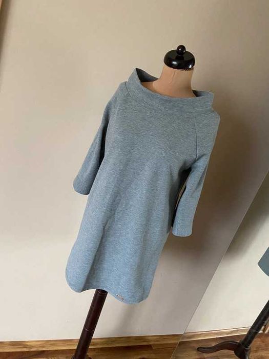 42 40 prazkowana tekstura bluza sweter tunika sukienka made in italy