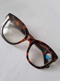 Okulary korekcyjne, szkła 1+, dalekowidz, nowe, panterka