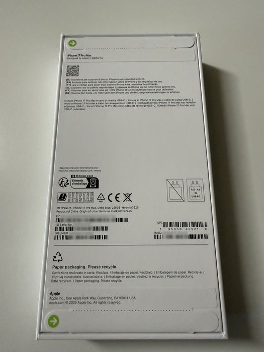 iPhone 17 Pro Max 256Gb Blue (selado)