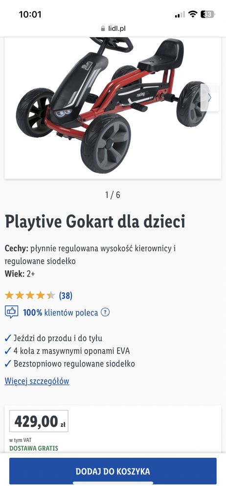 Gokart dla dzieci Playtive