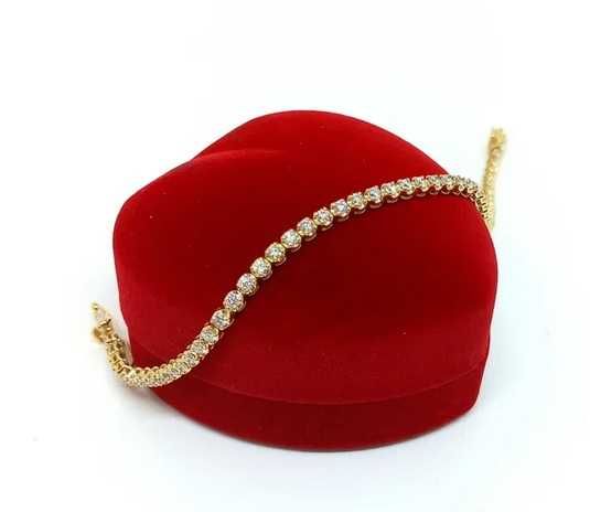 Złota bransoletka tenisówka z diamentami 1,18ct Pr.585 W:5,14gr 18cm