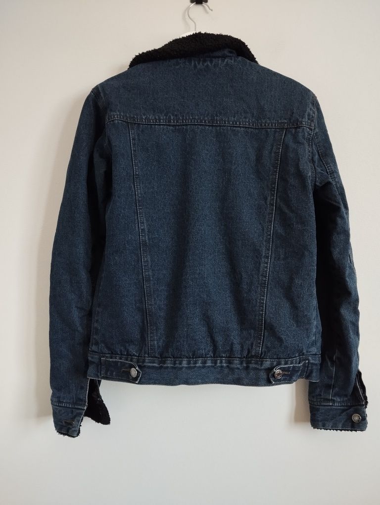 Zimowa przejściowa kurtka jeansowa na baranku, uniseks r. S/M Denim Co