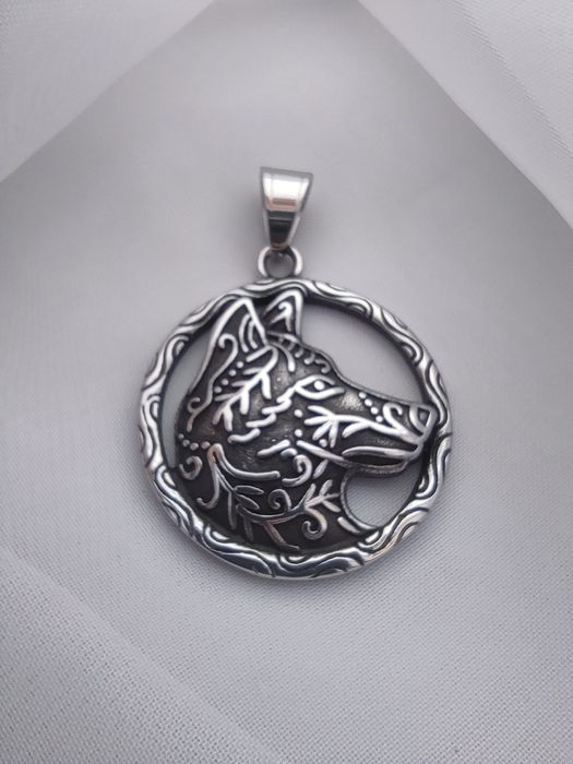Новий кулон підвіс нержавіюча сталь собака друг вовк узори 4 см