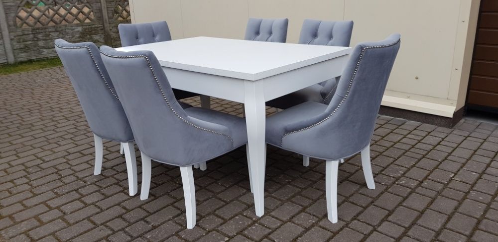 Krzesło glamour Chesterfield wygodne białe szare  Producent nowe