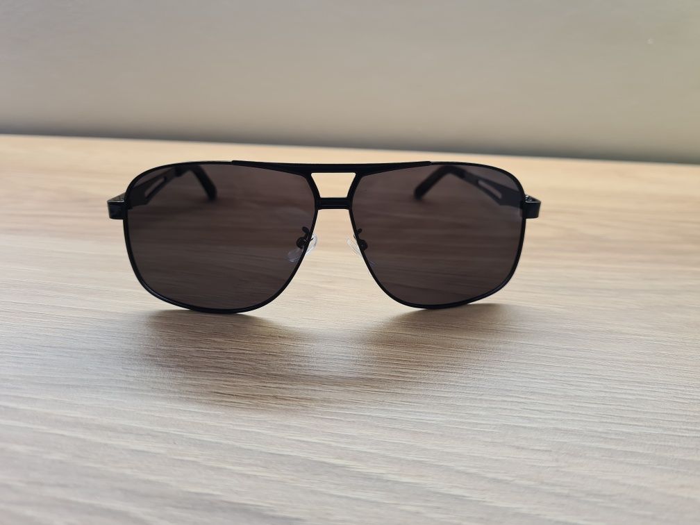 Nowe Męskie Okulary Polaryzacyjne UV400 Przeciwsłoneczne Czarne Pilot