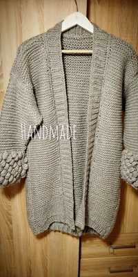 Sweter długi ozdobne rękawy M L