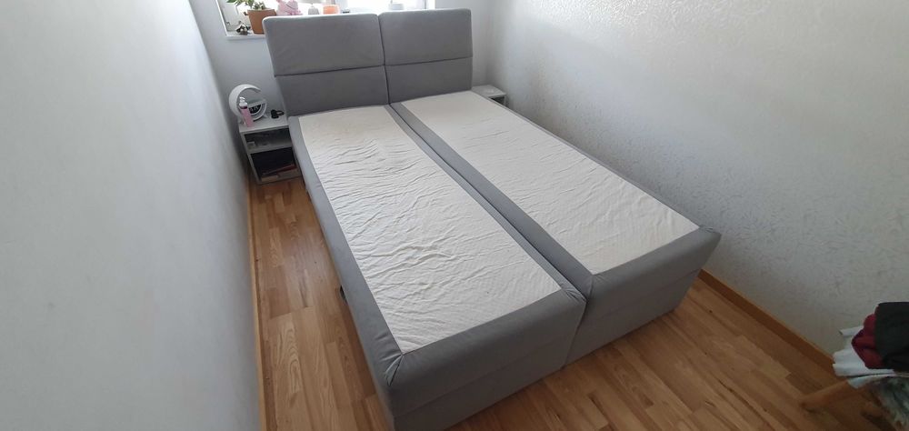 Duże łóżko tapicerowane z regulowanym zagłówkiem 140x200 , pojemnik