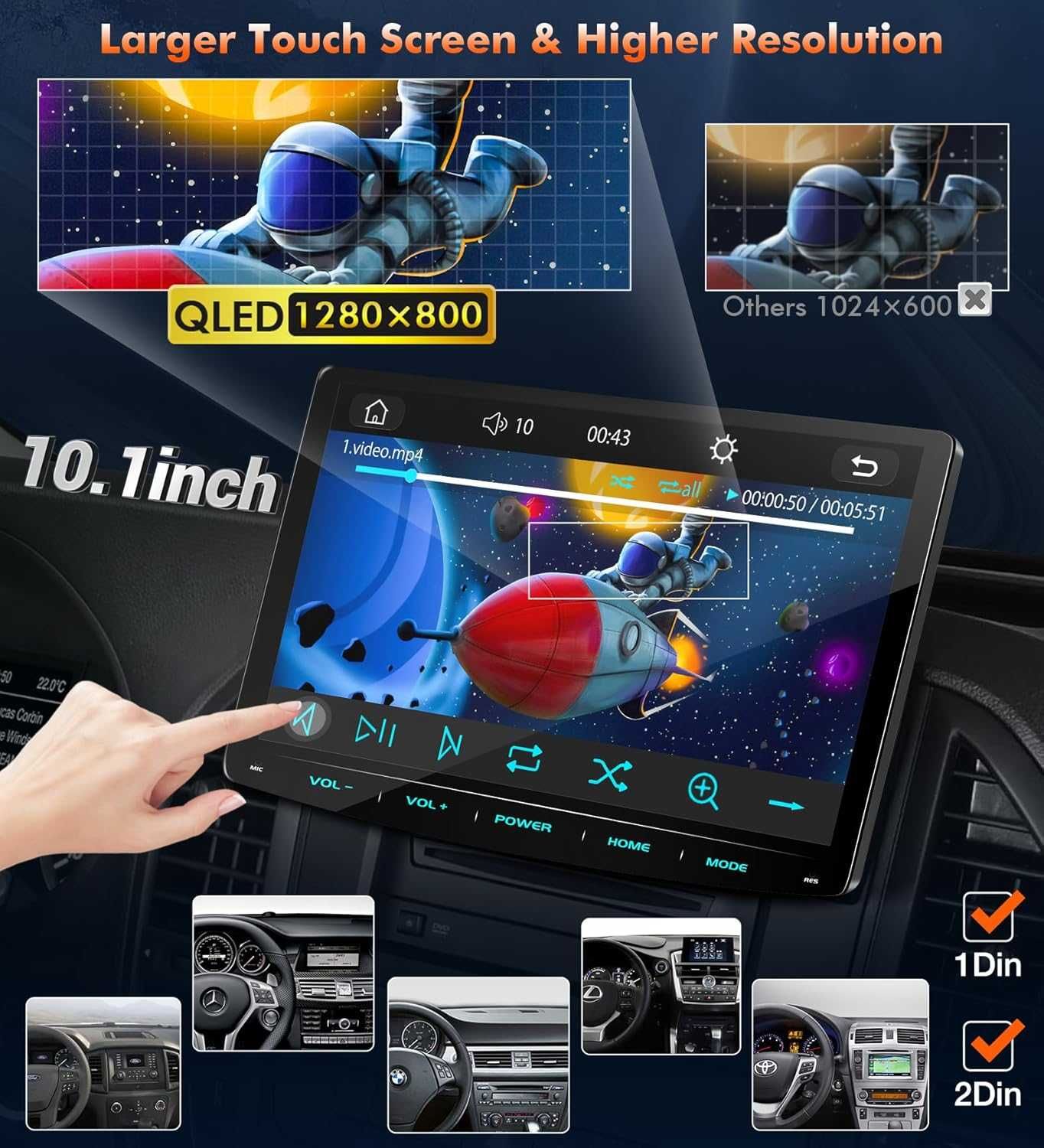 URVOLAX Radio samochodowe 1 DIN Apple CarPlay Android DAB+