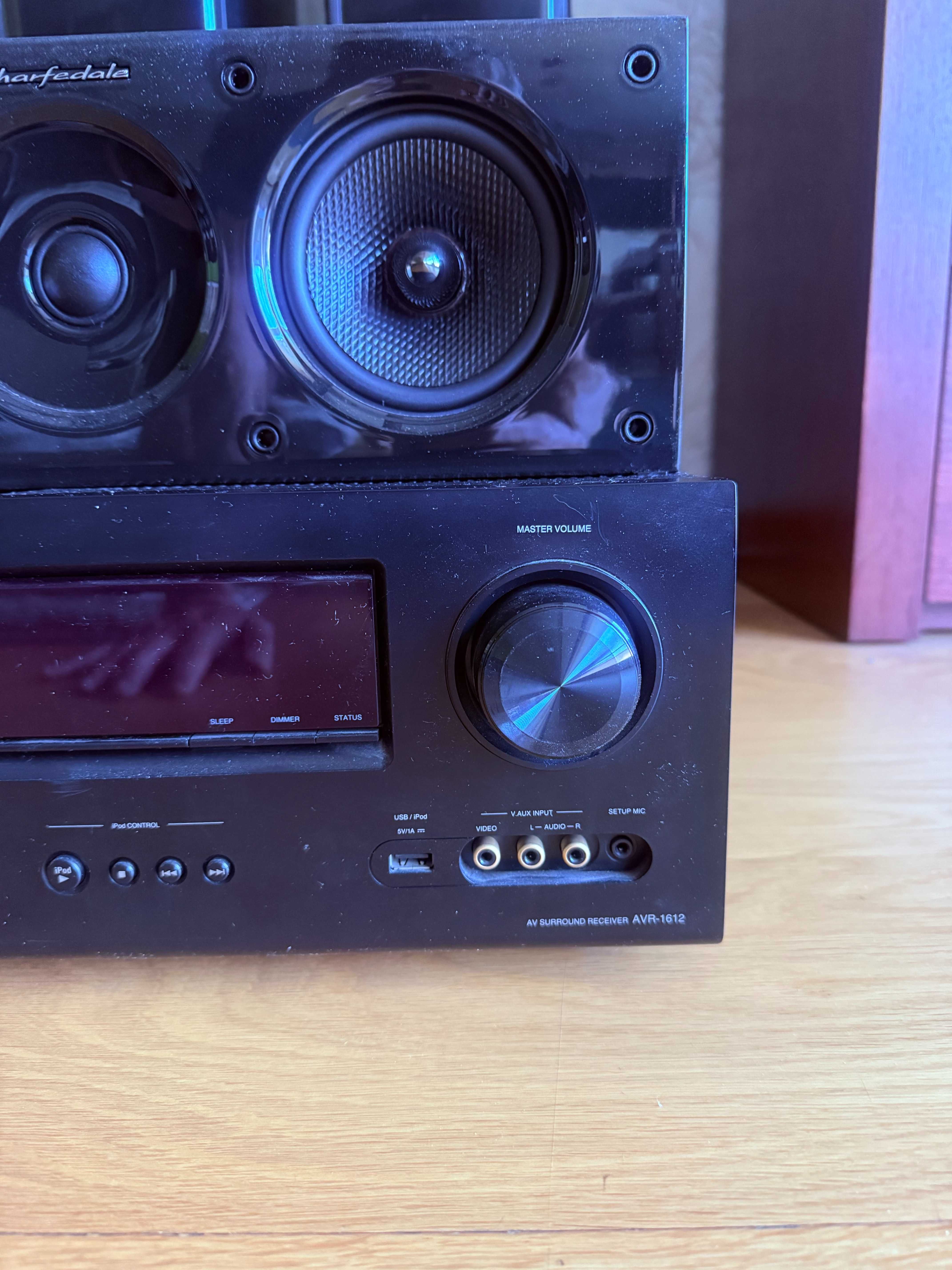 Amplituner Denon - zestaw kolumny Wharfedale Obsidian