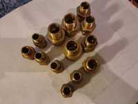 Śrubunki mosiężne proste WZMOCNIONE z oringiem 1/2",3/4",1" 13szt NOWE