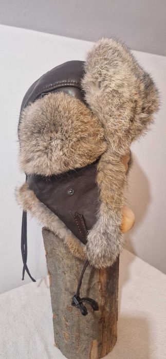 Czapka futrzana Pilotka z szarego królika