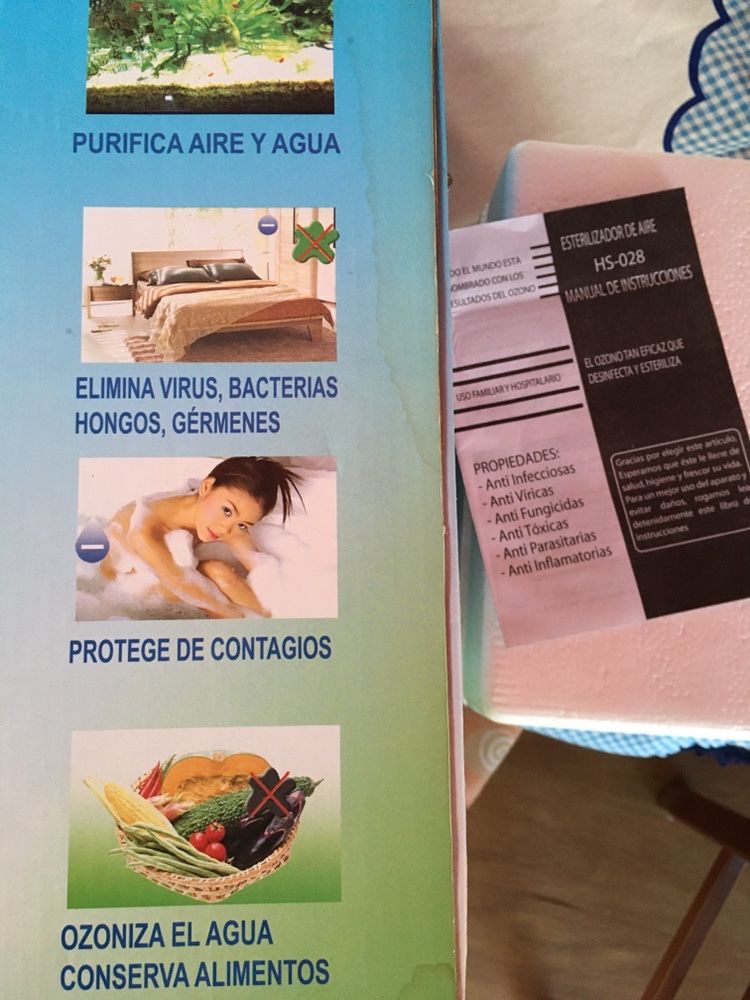 Purificador do ar e água. Elimina vírus e bactérias