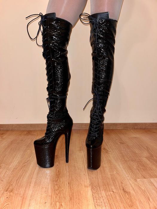 297/ Profesjonalne 39 buty kozaki 3 w 1 DZIELONA CHOLEWKA pole dance