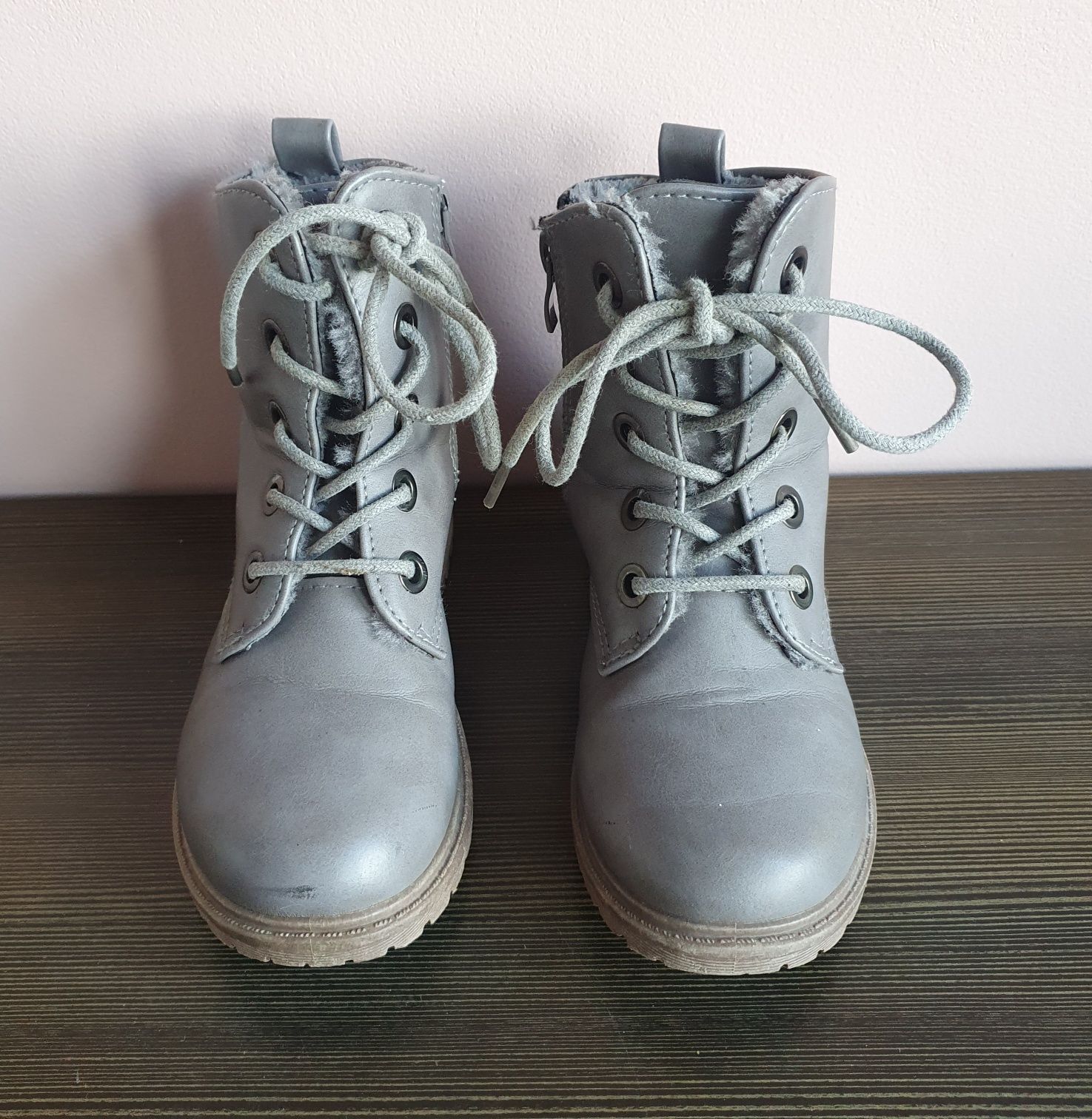 Szare buty zimowe / botki ocieplane T.K. Maxx 30 18cm