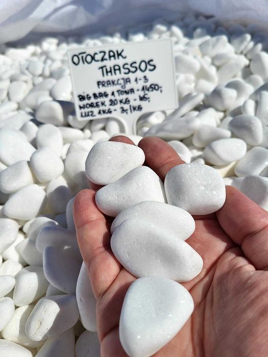 Otoczak Thassos grecki biały kamień Kamienie ogrodowe dekoracyjne ozdo