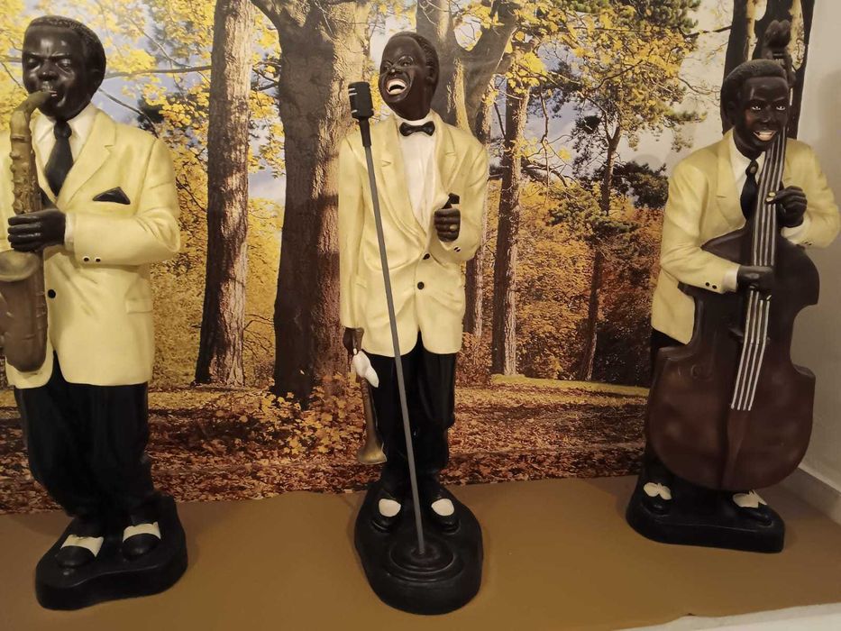 Conjunto de 3 Estátuas de Músicos Jazz