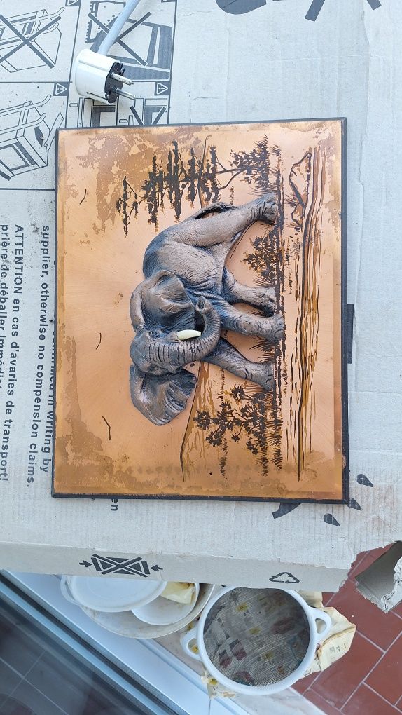 Quadro de Elefante de Angola Antigo