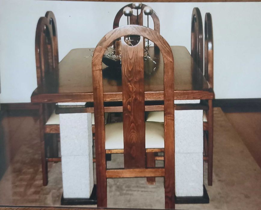 Móveis de sala em pedra e madeira maciça