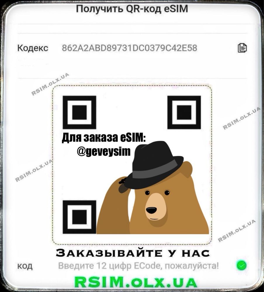 Customize Qpe eSIM iPhone R-sim simhub Ecode QR код Heicard ultrasnow
