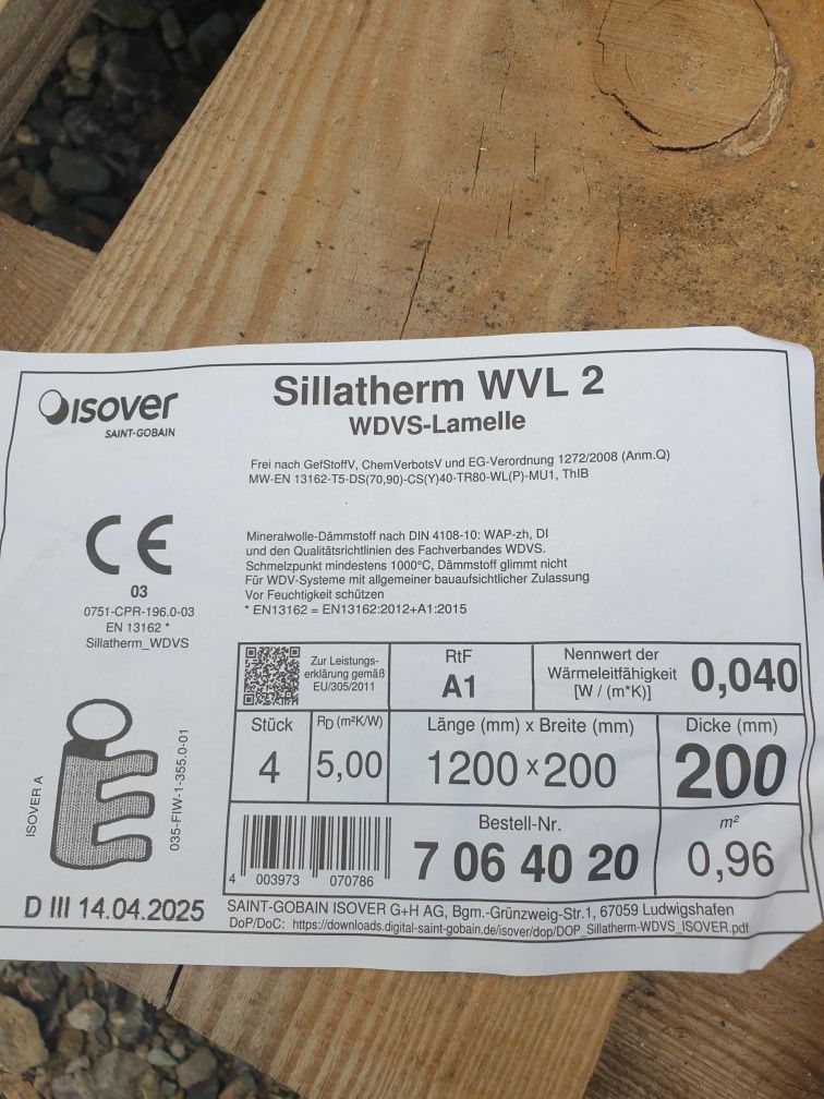 Wełna mineralna Fasadowa Elewacyjna Lamela,Isover