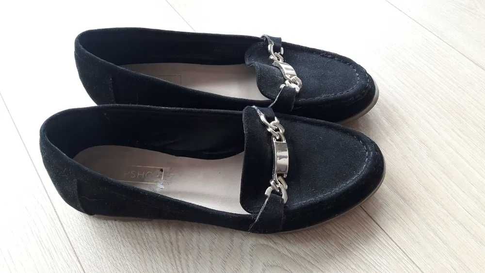 mokasyny czarne łańcuch 37 TopShop