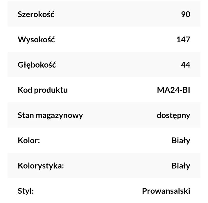 Komoda z frontami i 2 szufladami Majorka (biała)