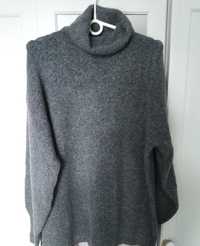 Sweter szary golf h&m oversize