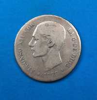 Hiszpania 5 peset rok 1878, król Alfons XII, srebro 0,900