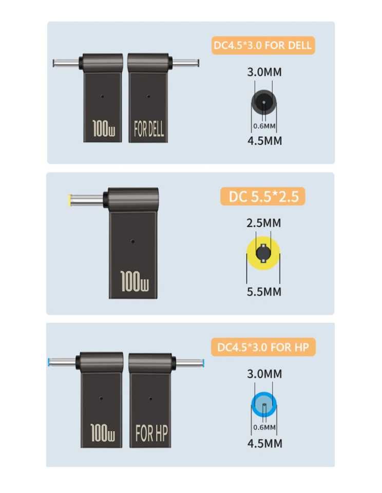 Адаптер / перехідник Type-C DC 100w для ноутбука