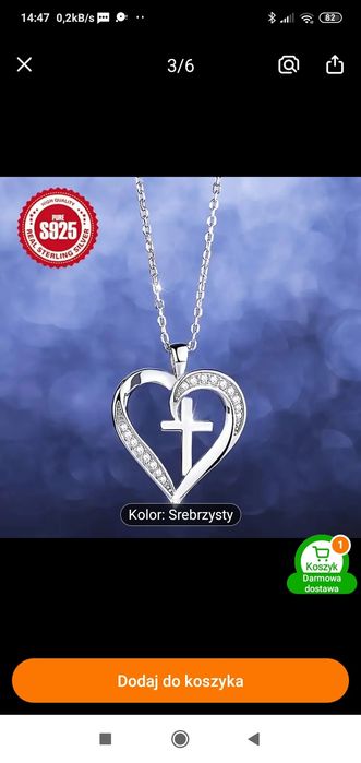 Łańcuszek z serduszkiem i krzyżykiem.