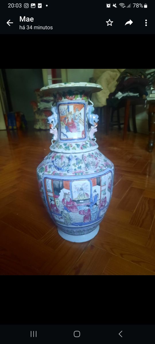 Jarrão chinês antigo de porcelana
