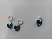 Prata 925 Brincos e pingente para fio cristal azul