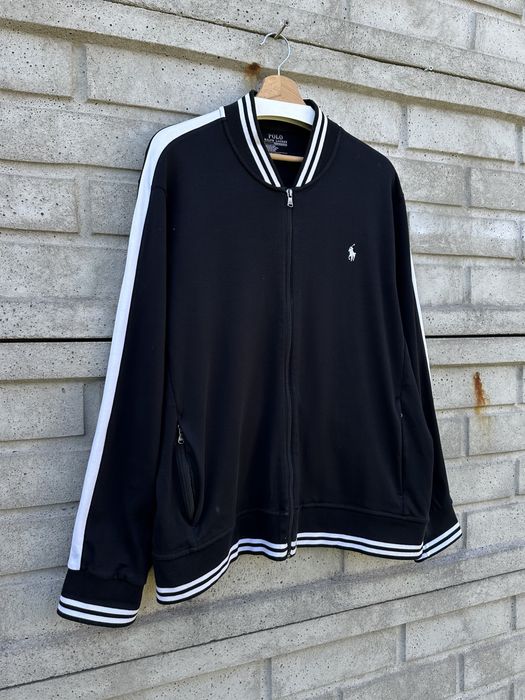 Czarna rozpinana bluza z lampasem Ralph Lauren Performance, rozmiar XL