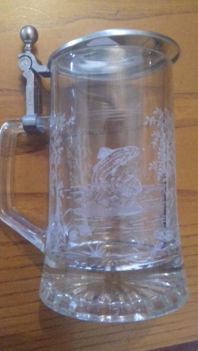 Caneca Cerveja Alemã Vidro/Estanho