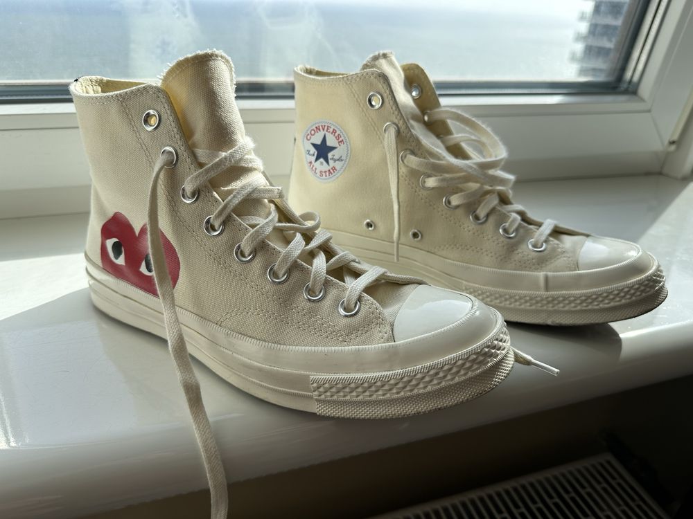 Унисекс высокие кеды Converse Comme Des Garcon Кремовые, 41-41,5