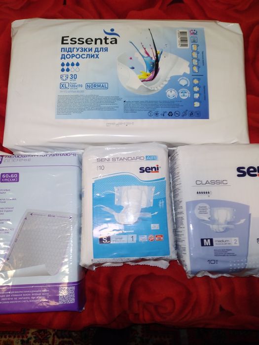 Памперси для дорослих S. M. XL. Чоловічі  прокладки.Пелюшки 60 на 60.