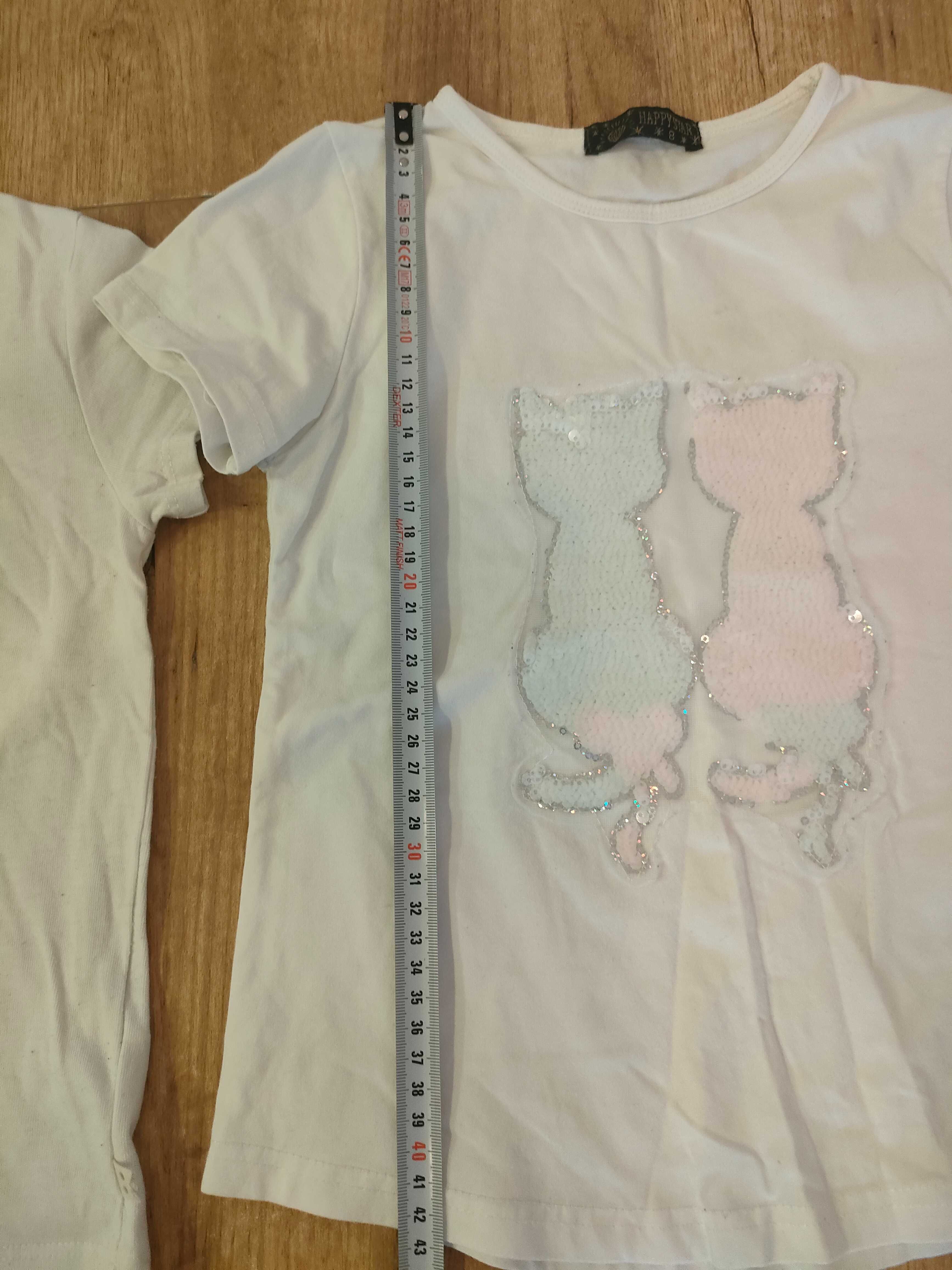 T-shirt 122 okaid tukan kotki cekinowe dwukolorowe