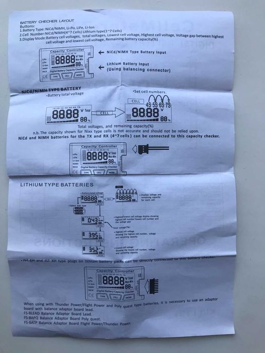 Універсальний індикатор ємності LiPo, LiFe, Li-ion, NiMH, Nicd