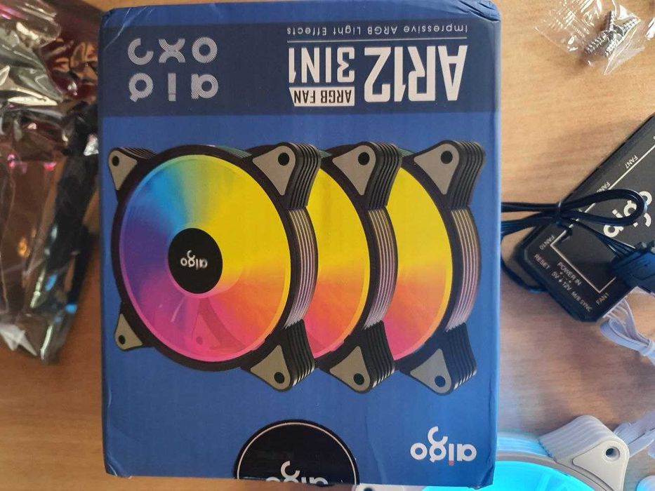 Кулера 120мм 3 шт ALGO AR12 ARGB с контроллером и пультом.