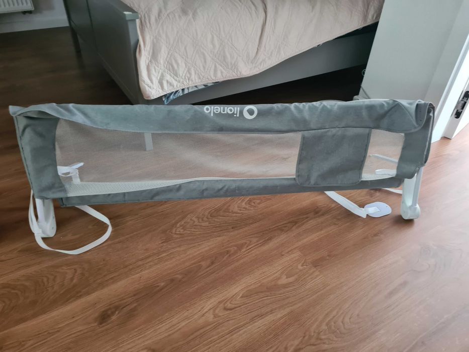 Lionelo barierka bramka ochronna Hanna do łóżeczka 66x150cm szara grey