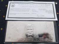 Srebrny dolar Silver Leaf Coin Certificate Lincoln 200 "Cent"