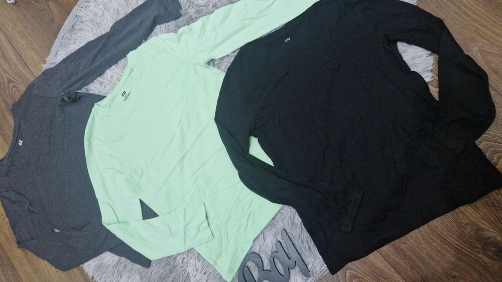 Nowy 3-pak bluzek basic H&M 134/140cm