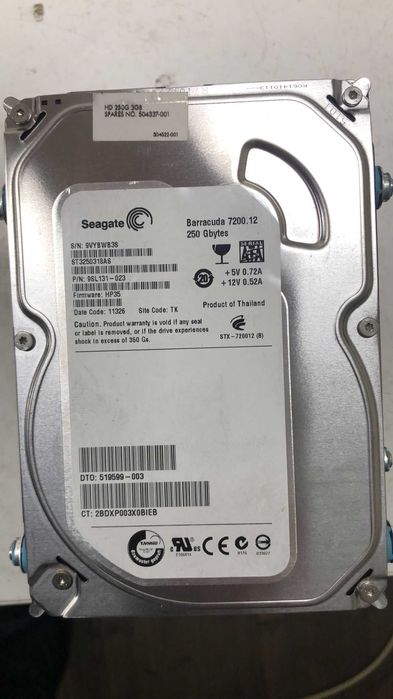 Lote de 5 un de discos de 250Gb