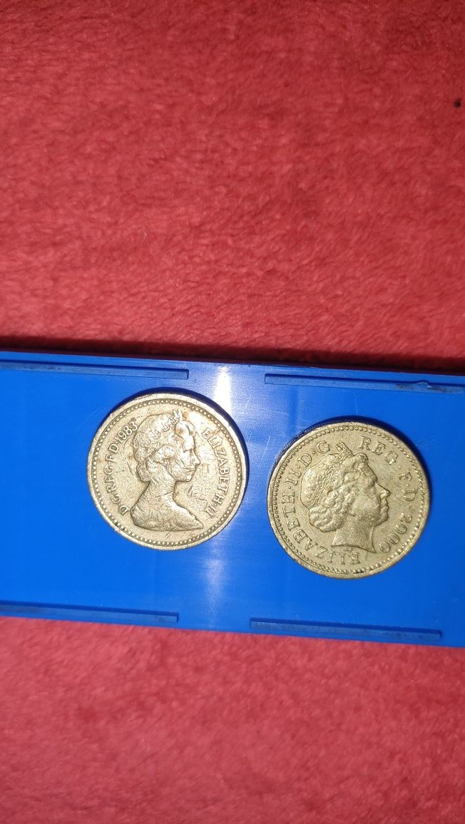 2 New pence , One Pound zestaw starych monet