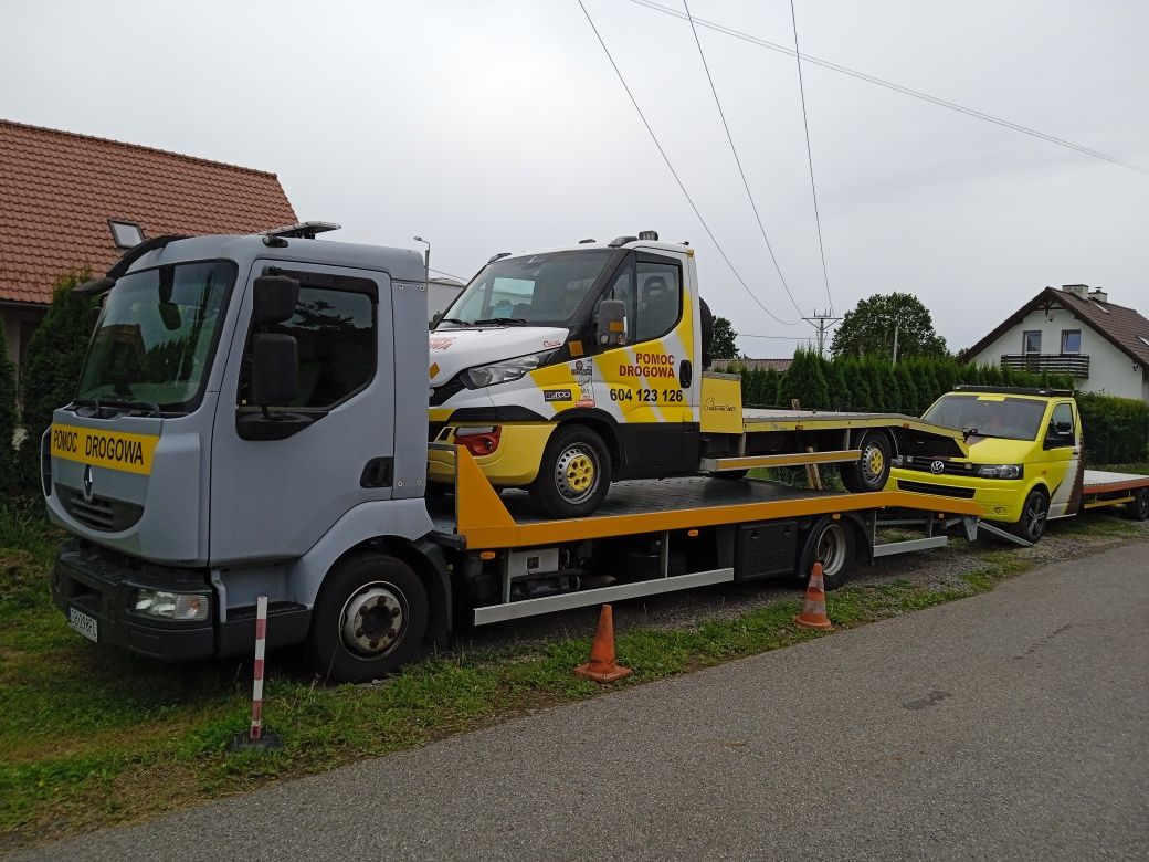 Laweta pomoc drogowa Bielsko transport koparek holowanie busów