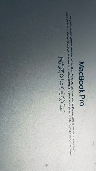 Macbook pro 15 A1398